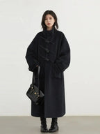 Women's Retro Wool Overcoat: Loose Fit Korean Winter Style