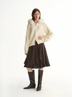 Women's Faux Fur Hooded Cardigan Winter Knit Outerwear