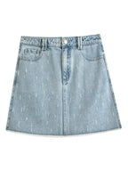 Plus Size High-Waist Denim Skirt