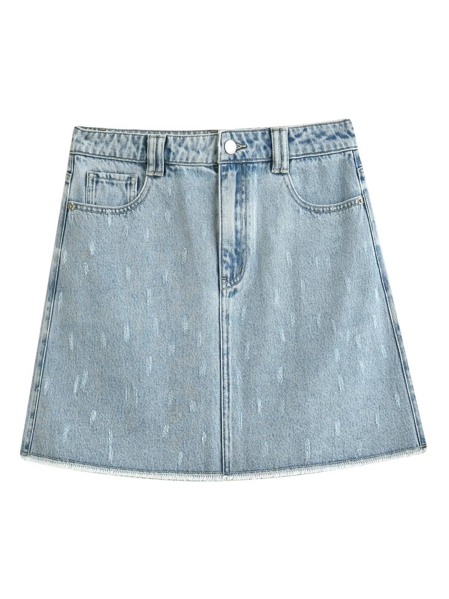 Plus Size High-Waist Denim Skirt
