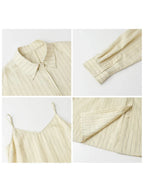 Women’s 2-Piece Striped Dress Set Casual Shirt & Camisole