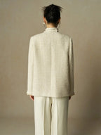 Women's Elegant Loose-Fit White Winter Coat