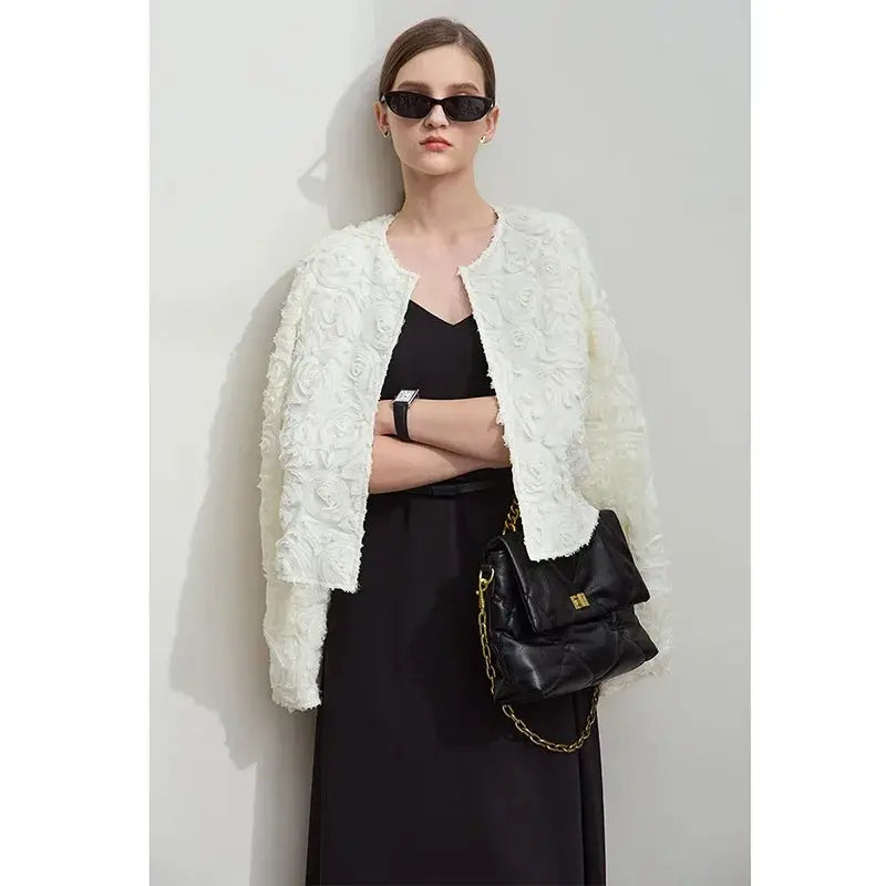 Elegant Floral Embellished Short Jacket