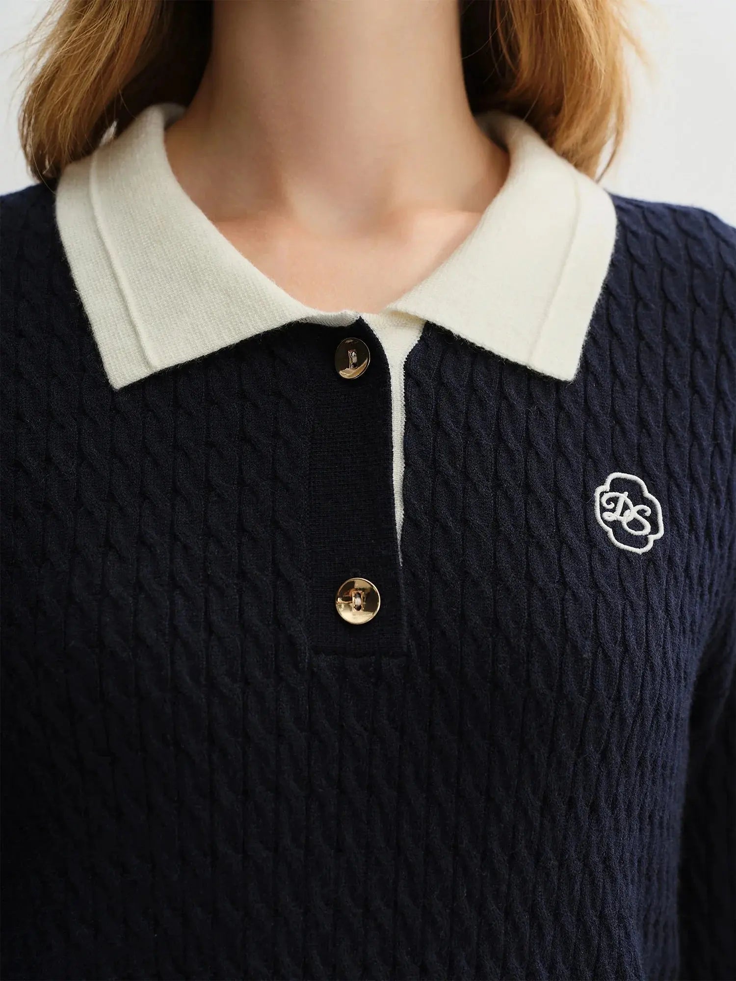 Relaxed Fit Textured Rib-Collar Knit Top