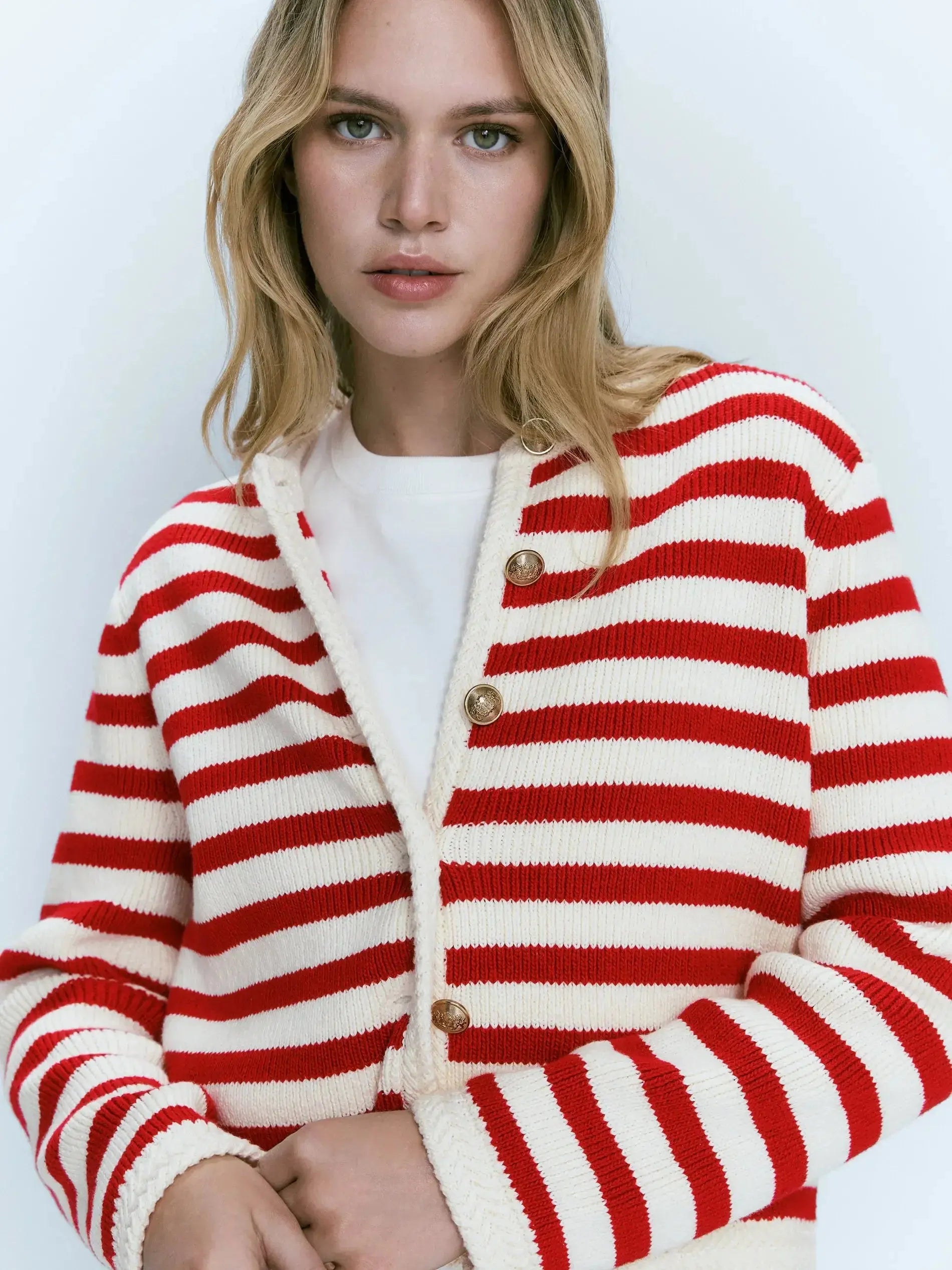Slim-Fit Striped Cardigan for Spring