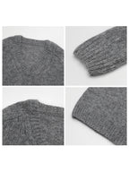 V-Neck Mohair Sweater Soft Loose Knit Pullover