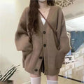 Casual V-Neck Long Sleeve Sweater Coat for Female Style