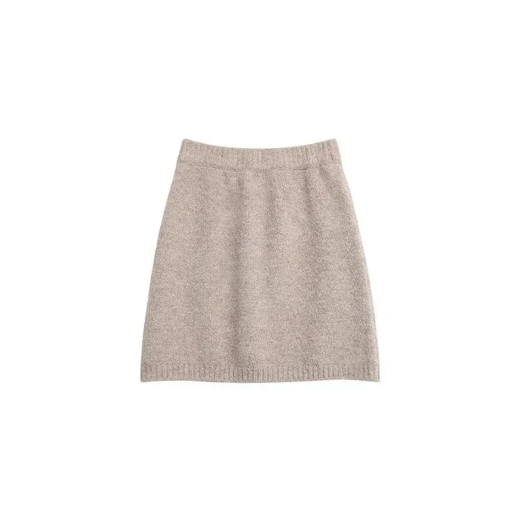V-Neck Sweater & Mini Skirt Set 2-Piece Knit Outfit