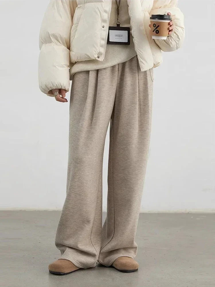Women’s High Waisted Wide Leg Winter Pants Plush & Thick