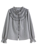 Ruffled Plaid Shirt Sweet Autumn Long Sleeve