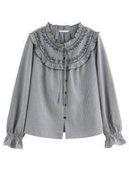 Ruffled Plaid Shirt Sweet Autumn Long Sleeve