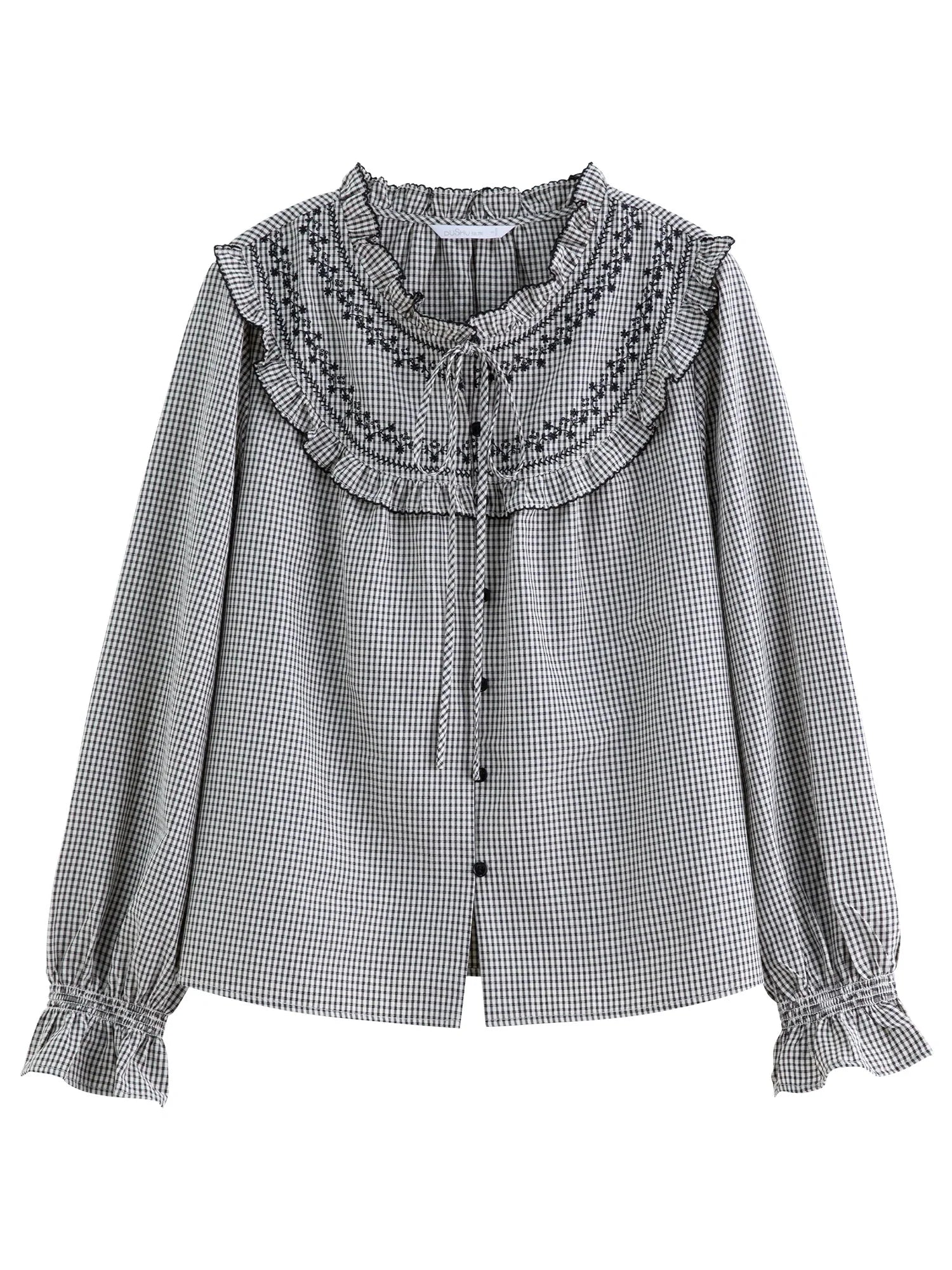 Ruffled Plaid Shirt Sweet Autumn Long Sleeve