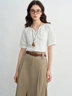 Raglan Sleeve Summer Shirt Minimalist Cotton Top