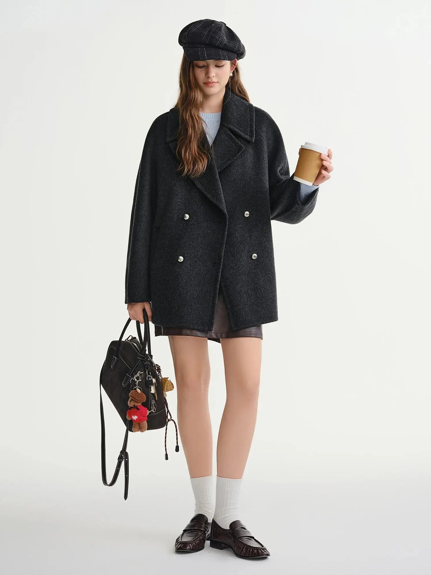 New Plus Size Wool Blend Short Coat for Women