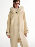 Plus Size Fox Fur Collar Wool Overcoat Luxury Winter Coat