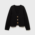Solid Color Single-Breasted Knit Cardigan