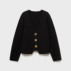 Solid Color Single-Breasted Knit Cardigan