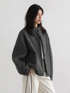 Retro Short Woolen Coat Stand-Up Collar Winter Jacket