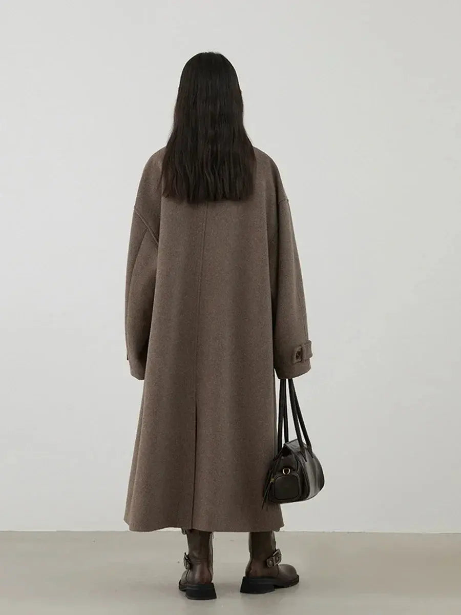 Women's Retro Wool Overcoat: Loose Fit Korean Winter Style