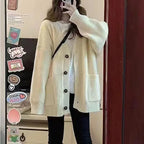 Casual V-Neck Long Sleeve Sweater Coat for Female Style
