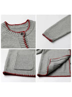 Contrast Color Cardigan Loose Casual Knitwear