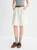 Retro Contrast A-Line Denim Skirt
