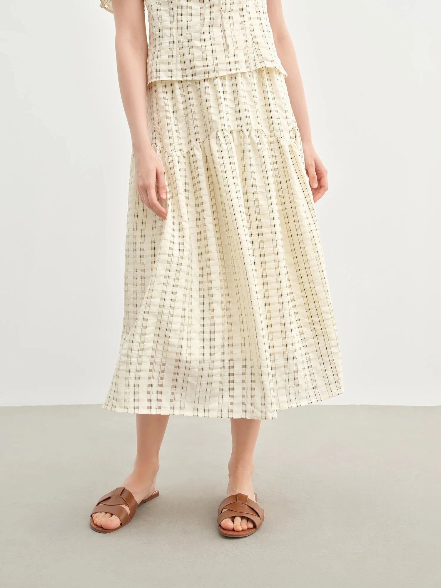 Women's Bubble Texture Suit Summer Top & Skirt Set