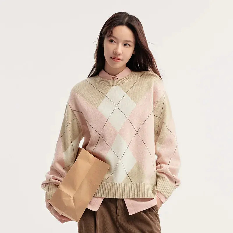 Women's Diamond Color Block Sweater