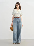 Plus Size Striped Short-Sleeved Top