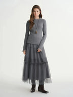 Ethereal Three-Color Mesh Straight Skirt