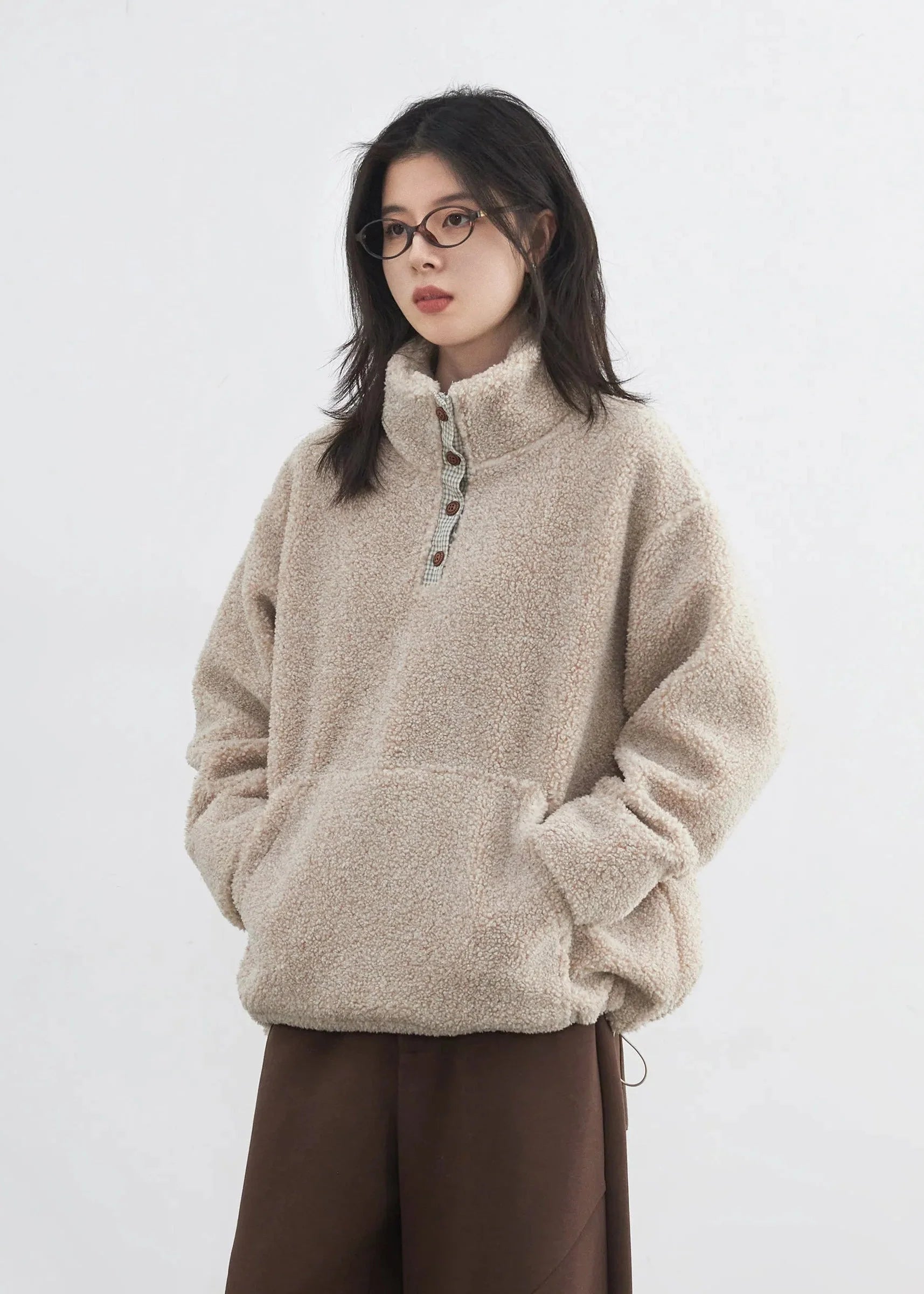 Women’s Plush Plaid Patchwork Hoodie Autumn Pullover