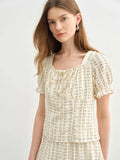 Women's Bubble Texture Suit Summer Top & Skirt Set
