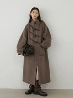 Women's Retro Wool Overcoat: Loose Fit Korean Winter Style