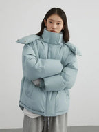 White Duck Down Hooded Coat Warm Winter Overcoat