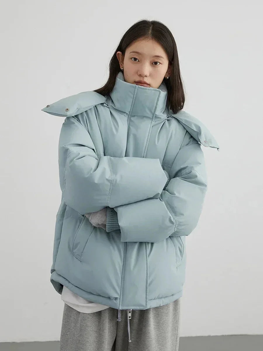 White Duck Down Hooded Coat Warm Winter Overcoat