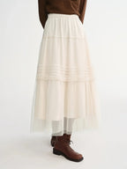 Ethereal Three-Color Mesh Straight Skirt