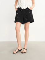 Chic Plus-Size Beaded Denim Shorts