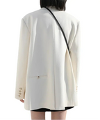 Double-Breasted Office Blazer Stylish Mid-Length Coat