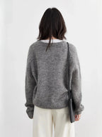 V-Neck Mohair Sweater Soft Loose Knit Pullover