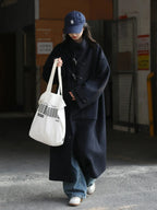 Women's Retro Wool Overcoat: Loose Fit Korean Winter Style