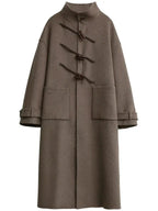 Women's Retro Wool Overcoat: Loose Fit Korean Winter Style