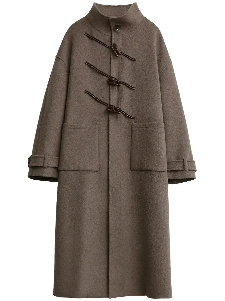Women's Retro Wool Overcoat: Loose Fit Korean Winter Style