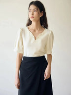 Elegant V-Neck Chiffon Shirt