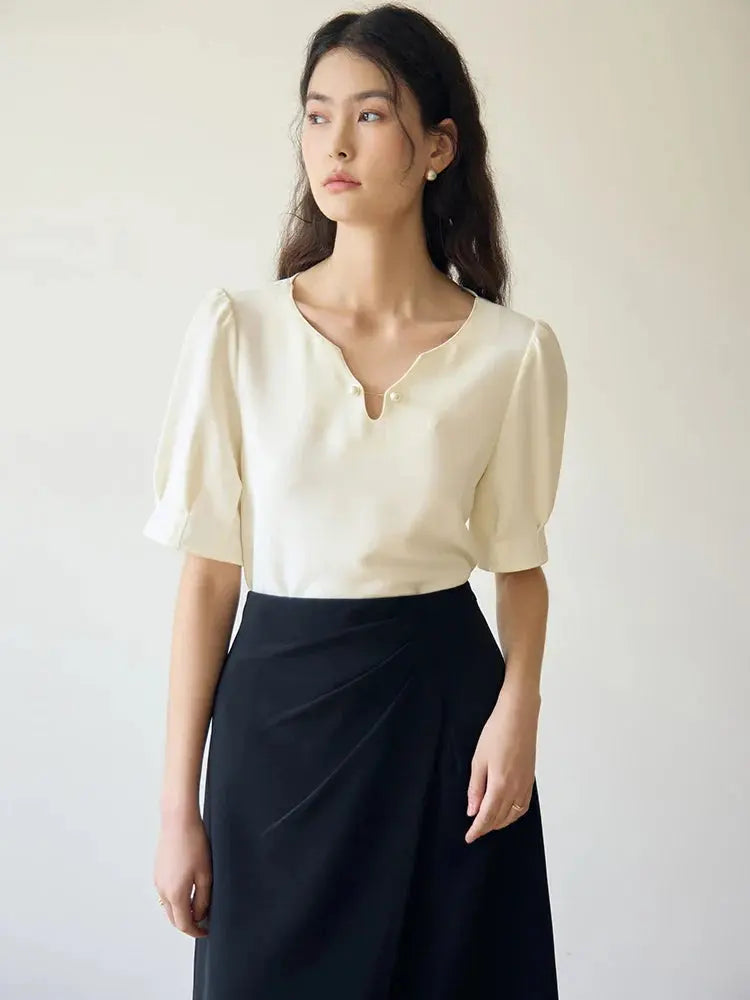 Elegant V-Neck Chiffon Shirt