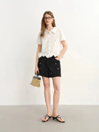 Chic Plus-Size Beaded Denim Shorts