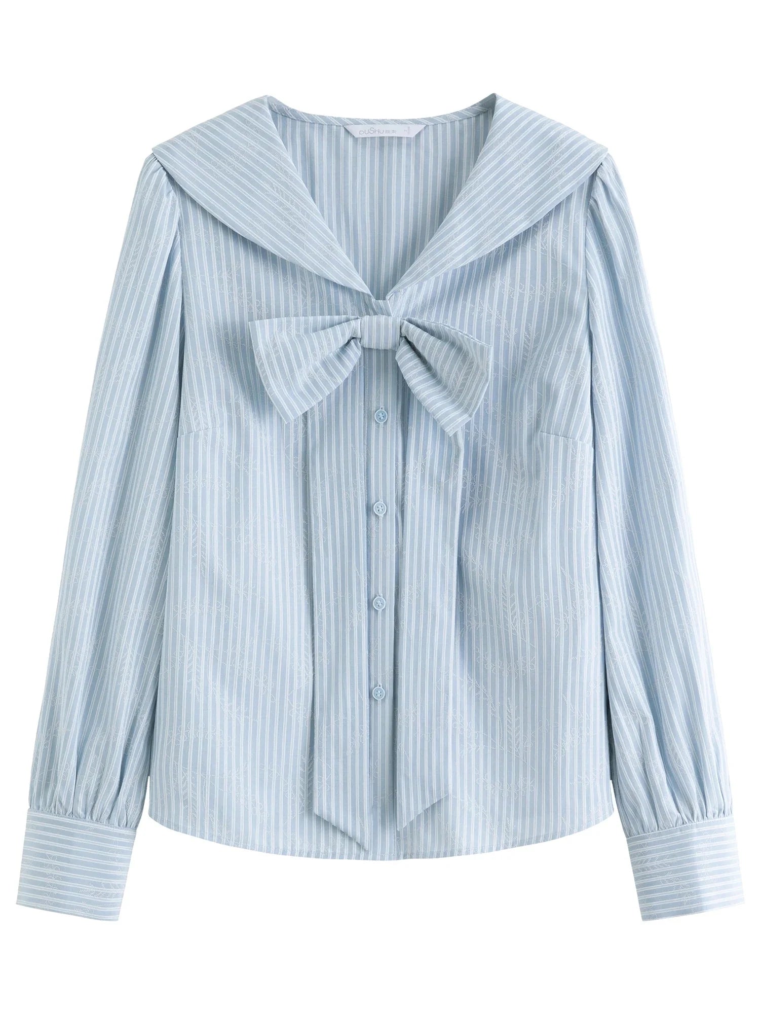 Plus Size Navy Striped Shirt Dress with Bow Autumn Style