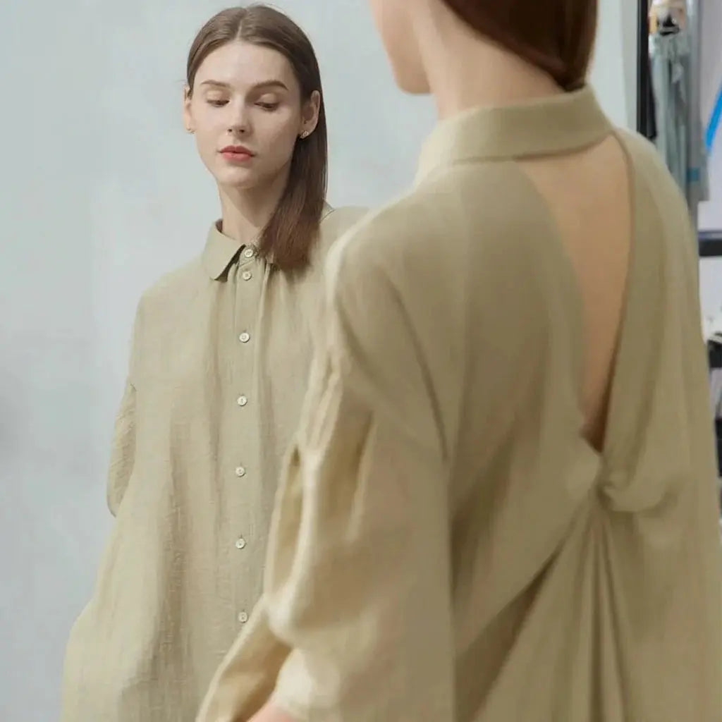 Loose Linen Drop Shoulder Dress