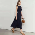 Women's Slim-Fit Round Neck Long Dress