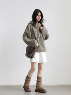 Hooded Granular Fleece Jacket Loose Casual Short Coat