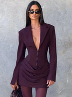 High-Waist Long Sleeve Mini Dress